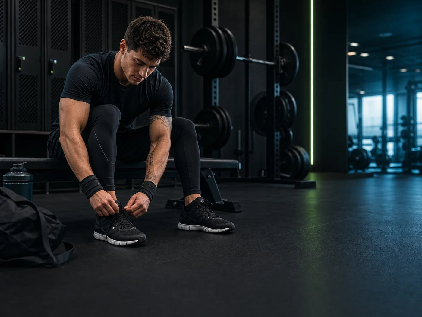 Athlete preparing for an early gym session