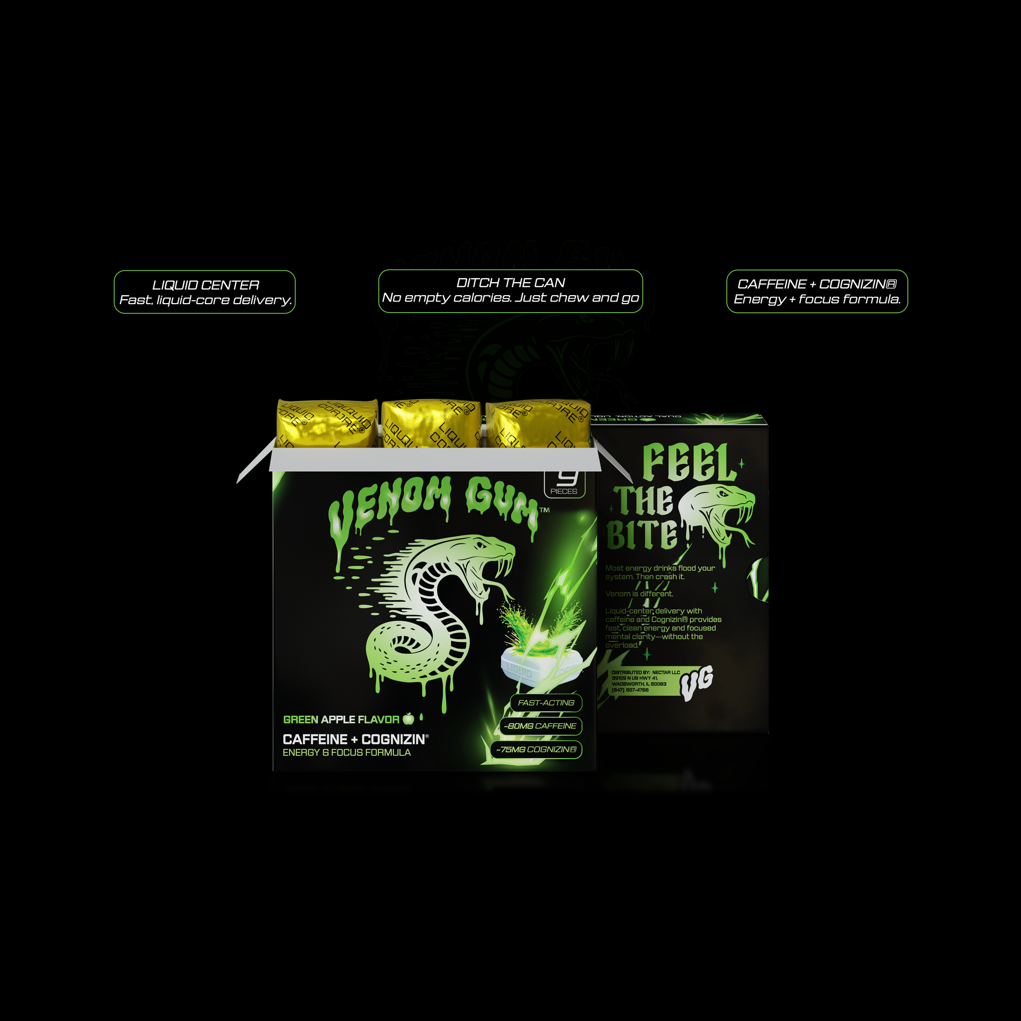 Venom Gum Green Apple - 2 x 9-Piece Boxes